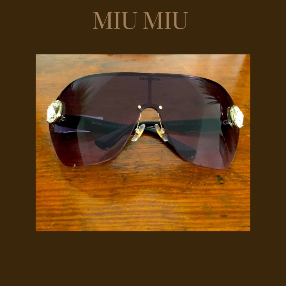 MIU MIU Violet Shield Oversized Sunglasses